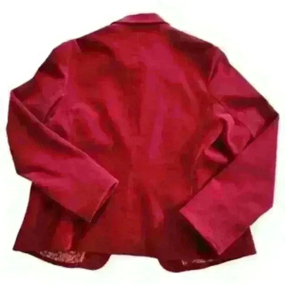 Talbots Red Corduroy Blazer 4 Button Faux Pocket Womens Jacket Size 12 Petite - Picture 3 of 6
